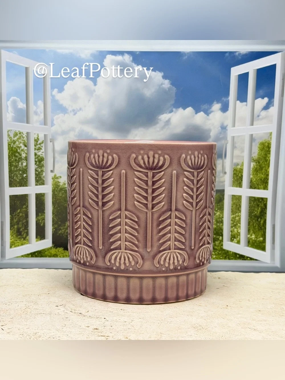 Handmade Mauve Ceramic Planter with Drainage Hole 6x6 | Terracotta Botanical Pot